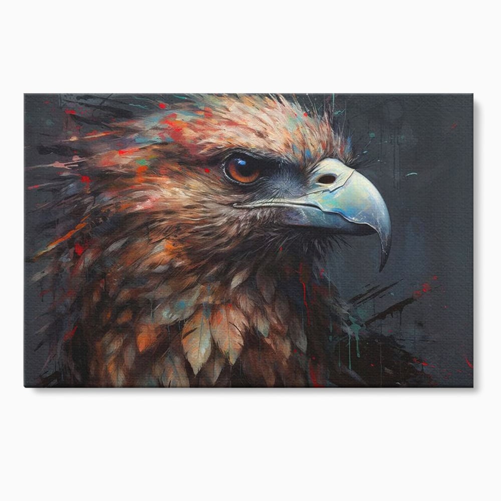 Tablou canvas cu tablou canvas cu vultur stilizat, fara rama, pe sasiu de lemn